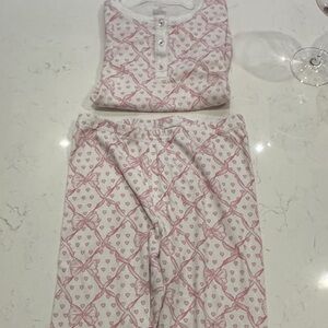 Roller Rabbit/Love Shack Fancy Pink Heart Pattern Kids Pajama Set